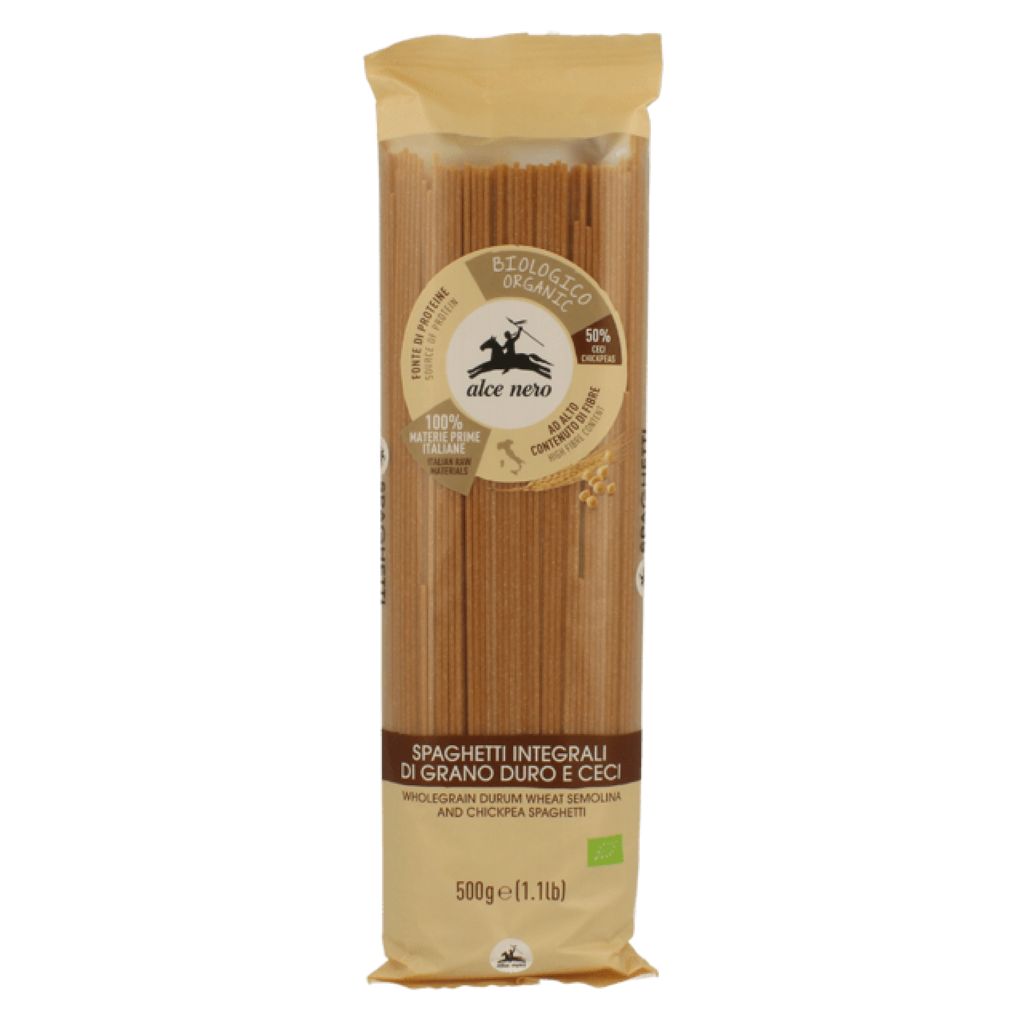 Alce Nero BIO Teljes kiőrlésű durum-csicseriborsó spagetti 500g