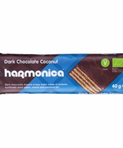 Kifutó Termék: Harmonica BIO Nápolyi étcsokival bevonva, kókuszos, vegán 40g